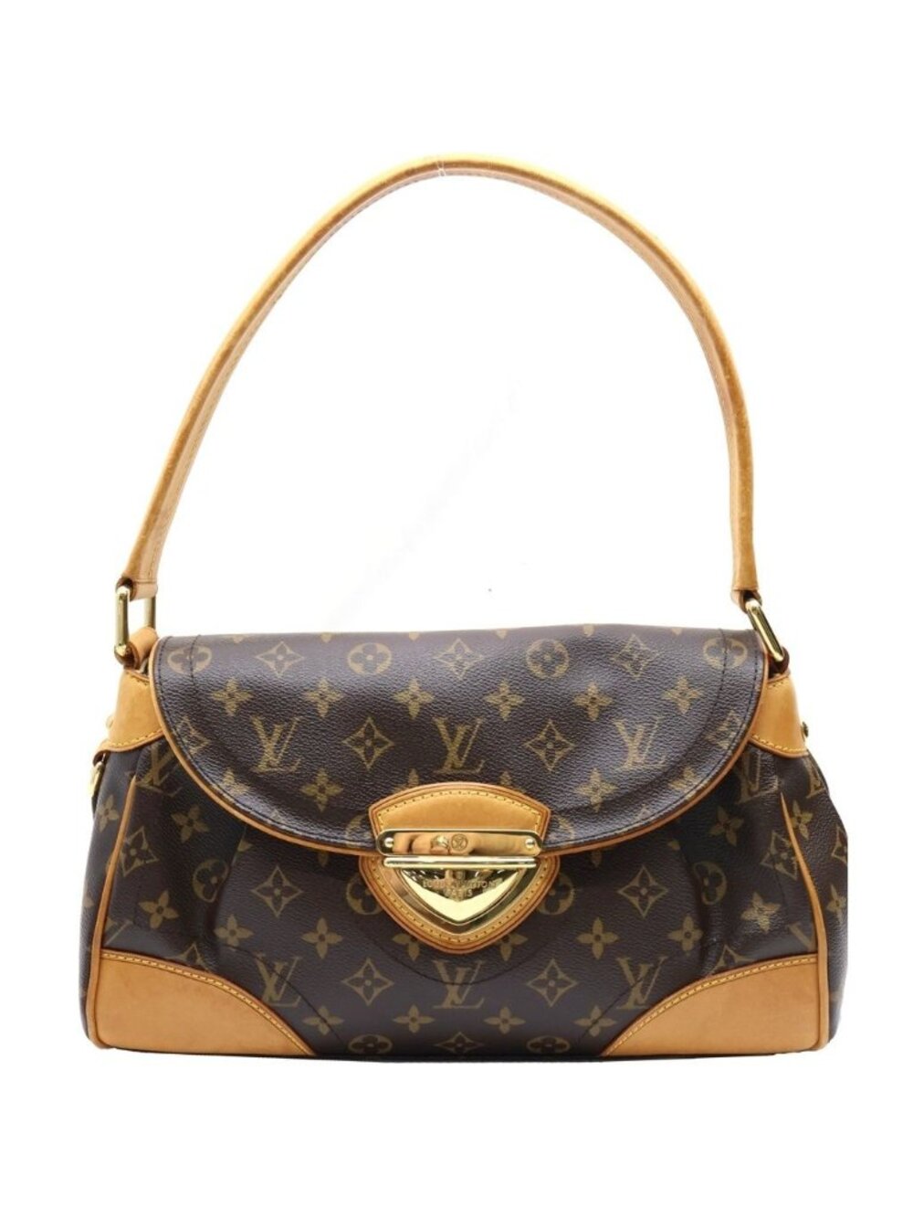 Louis Vuitton Monogram Beverly MM Bag Brown Leather Gold